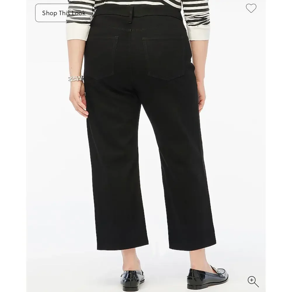 J. Crew Black wide-leg cropped jean in all-day stretch Black NWT size 35